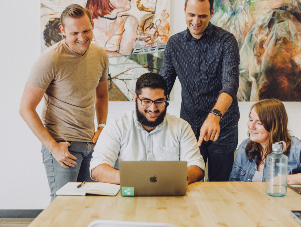 Brick Marketing team collaborating in the office