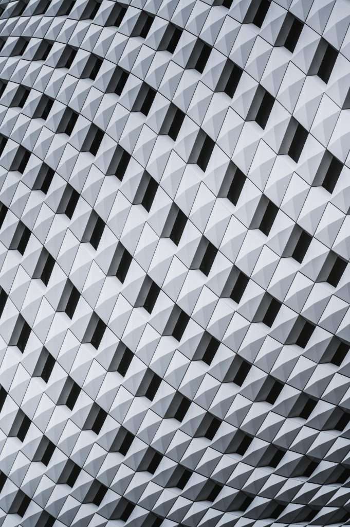 Modular building facade, close up